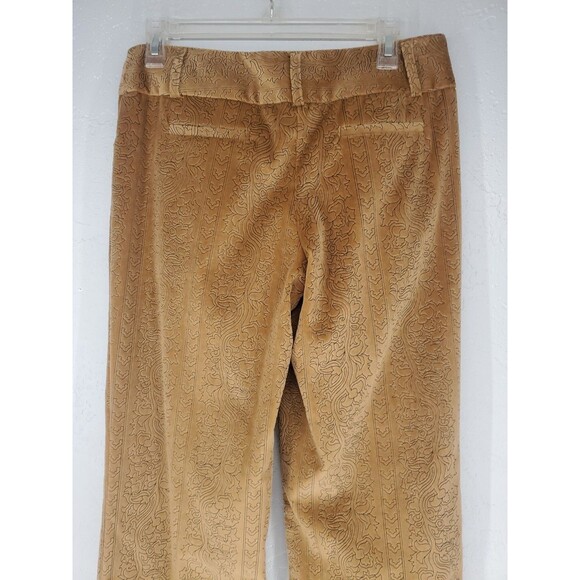 Tan Velvet Velour Floral Etched Straight Leg Pants Supply & Demand Size 4 - Picture 6 of 10